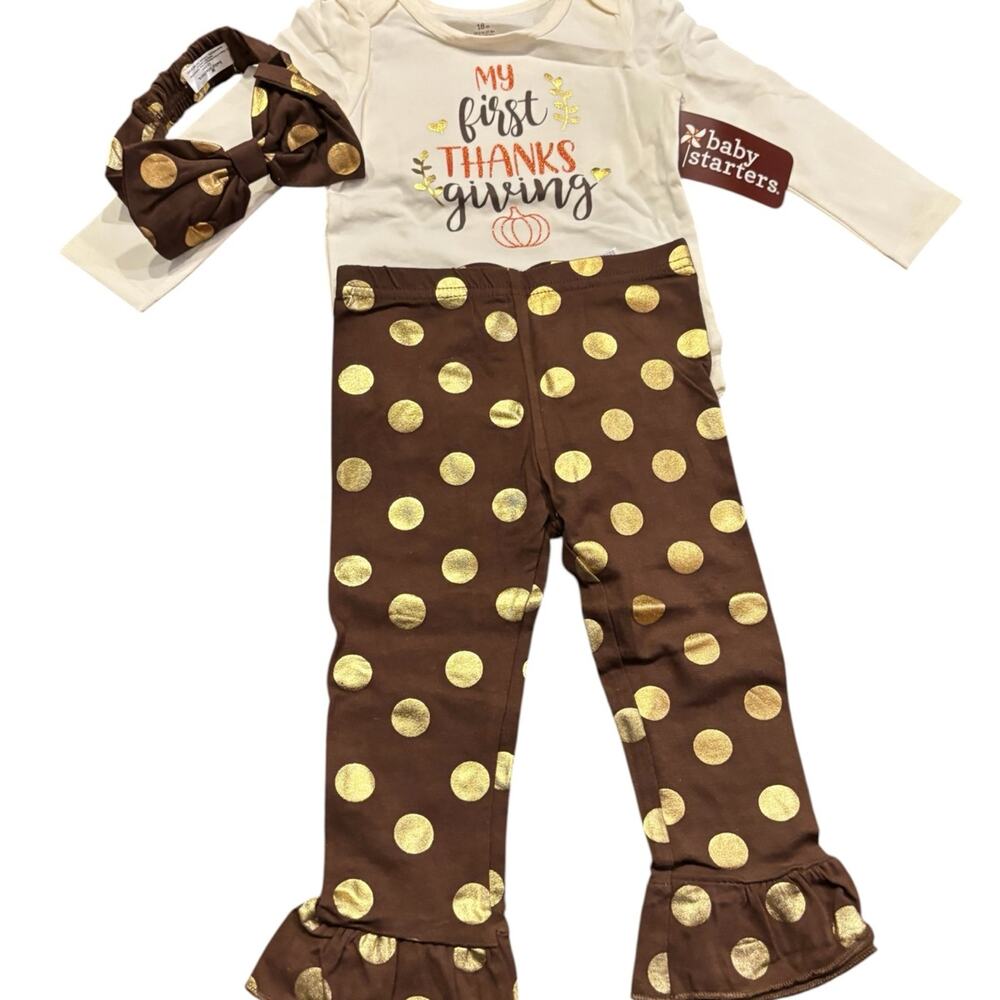 NWT 18M Baby Starters 3 pc Thanksgiving outfit